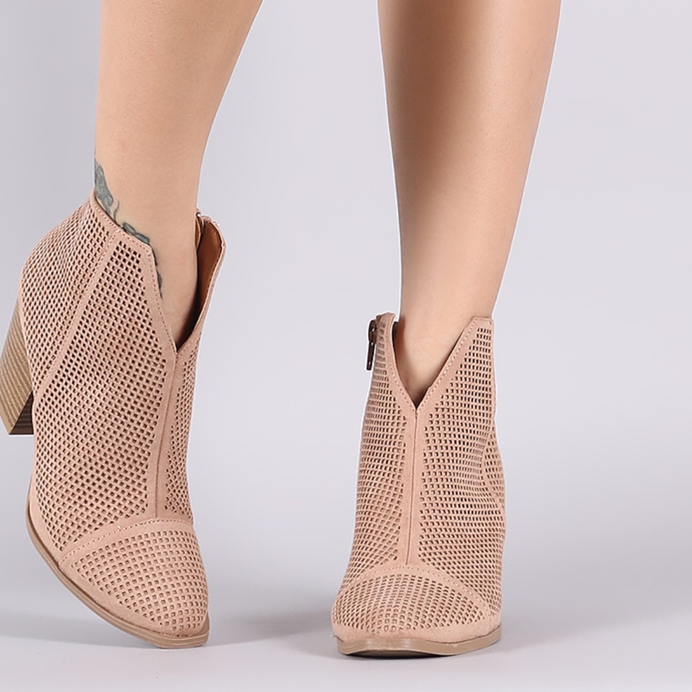 Last 1! Qupid Desert Rose Perforated BOOTIE - Picture 2 of 8